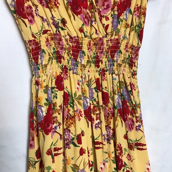 VTG Ashley & Sage Yellow Floral Print Viscose Flutter Sleeves Maxi Dress Sz M - Picture 7 of 12